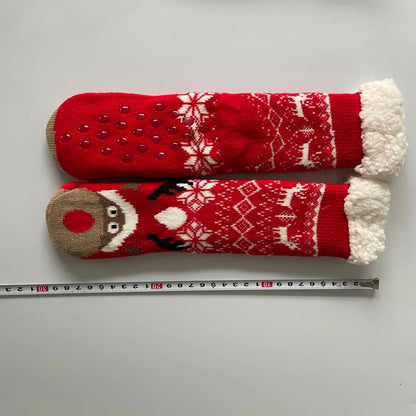Women’s Christmas Fuzzy Socks – Winter Warm Thermal Non-Slip Fluffy Floor Slippers, Soft Indoor Home Gift