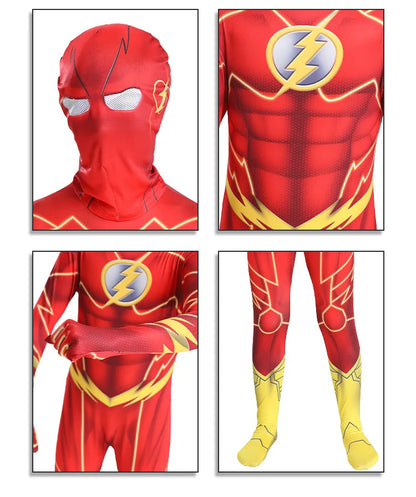 Flash Superhero Bodysuit Costume — Adult & Kids Cosplay for Halloween, Christmas & Parties