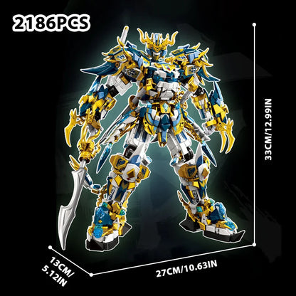 2000+PCS Warrior Robot Building Blocks – Monkey, Dragon, Tiger & Bird Mecha Action Figures for Adults