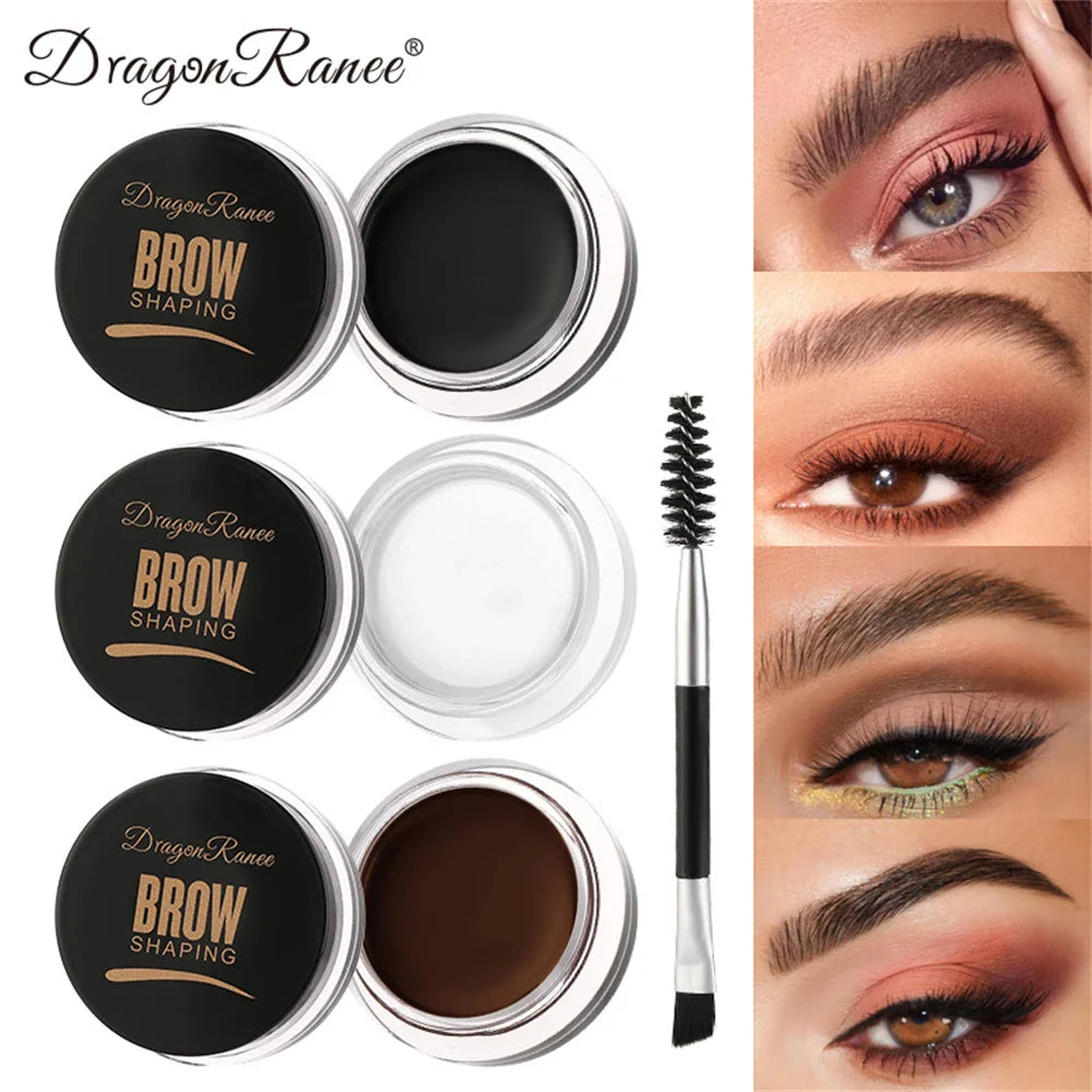 Matte Brown & Black Eyebrow Cream – 3D Natural Tint, Waterproof Gel Wax, Long-Lasting Eyebrow Enhancer