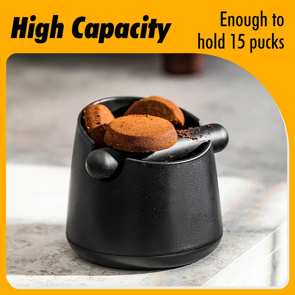 White Coffee Knock Box – 800ML Espresso Grounds Container with Rubber Knock Bar & Anti-Slip Base
