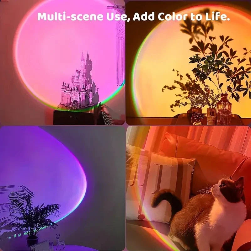 Vibrant Sunset Projection Light – 16-Color Spectrum, USB Remote Control, Dynamic LED Light for Warm Home Ambience