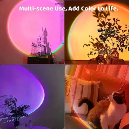 Vibrant Sunset Projection Light – 16-Color Spectrum, USB Remote Control, Dynamic LED Light for Warm Home Ambience