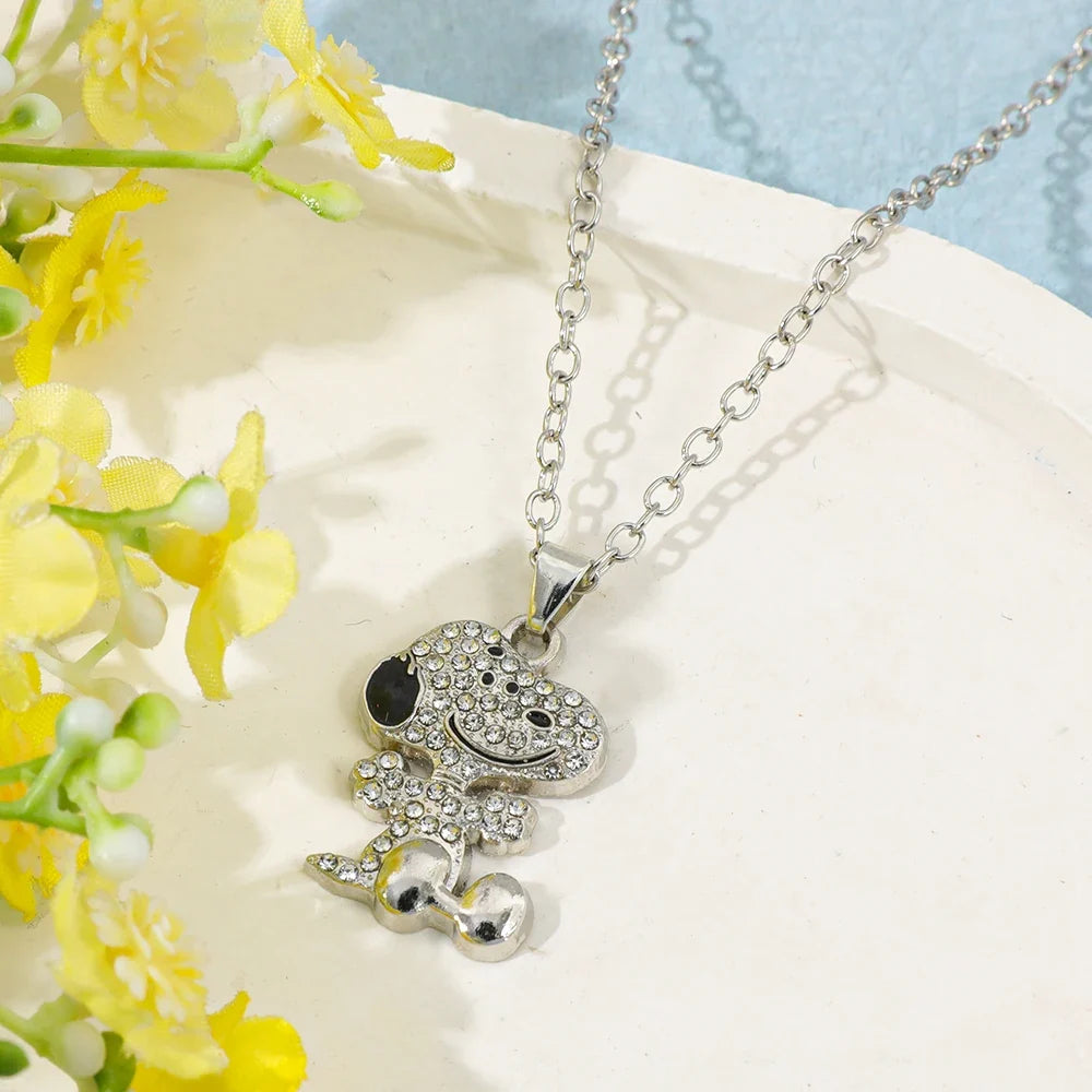Snoopy Zircon Necklace - Cute Cartoon Dog Pendant Couple Jewelry for Valentine's Day Gifts