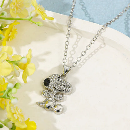 Snoopy Zircon Necklace - Cartoon Dog Pendant Couple Gift & Valentine’s Day Clavicle Chain