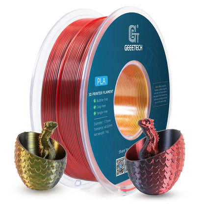 Geeetech Tri-Color Silk PLA 3D Printer Filament – 1.75mm, 1KG Spool, Vacuum Pack, Special Colors