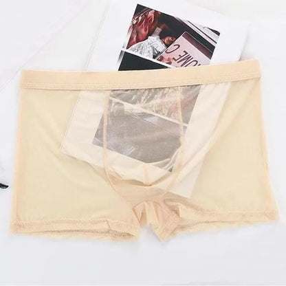 Transparent Ice Silk Men's Boxers - Low Waist See-Through Bulge Underwear