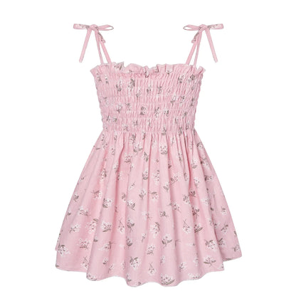 Summer Girls Princess Beach Dress – Strapless Floral Sleeveless Party & Casual Toddler Dress for Ages 1-6 Years
