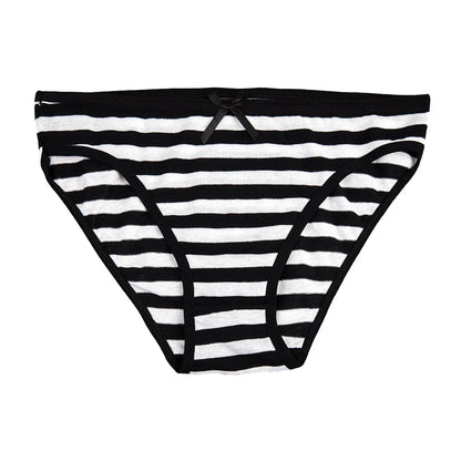 Women’s Cotton Lace Panties Set - 5Pcs Sexy Bikini Briefs with Striped Print Underwear for Ladies & Girls