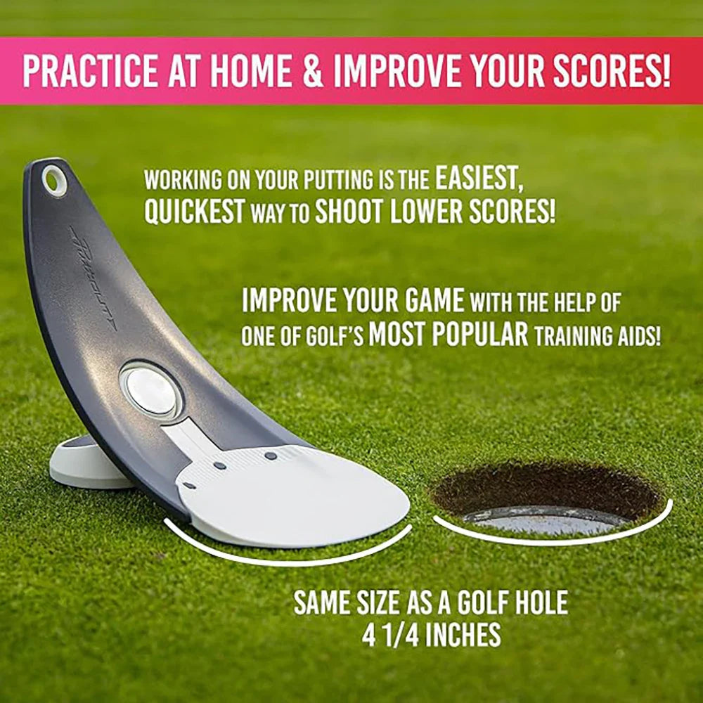 Golf Putter Practice Alignment Tool – Foldable Stick Holder with Triple Aim Points & Spiked Base for Indoor & Outdoor Use