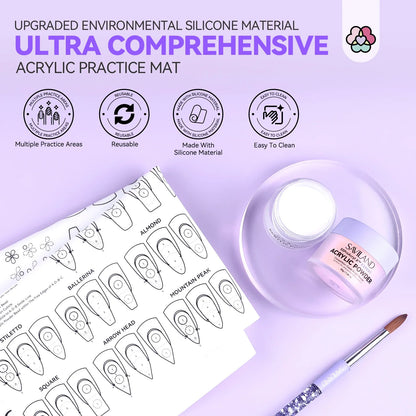 SAVILAND Silicone Nail Practice Mat — Acrylic Nail Art Training Sheet with Washable Table Pad for Skill Enhancement