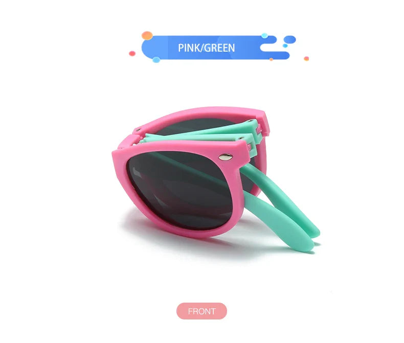 WarBlade Foldable Kids Sunglasses – Polarized UV400 Flexible Square Shades for Boys & Girls