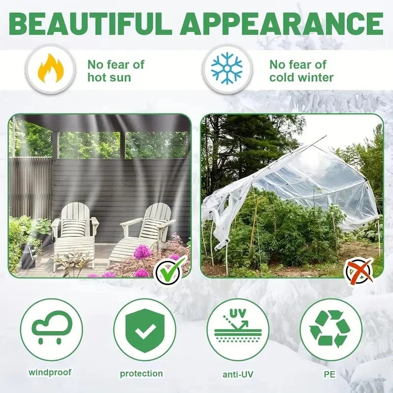 Transparent Waterproof Tarpaulin Cloth - Thickened Rainproof Garden Cover Plastic Sheet for Plant Protection
