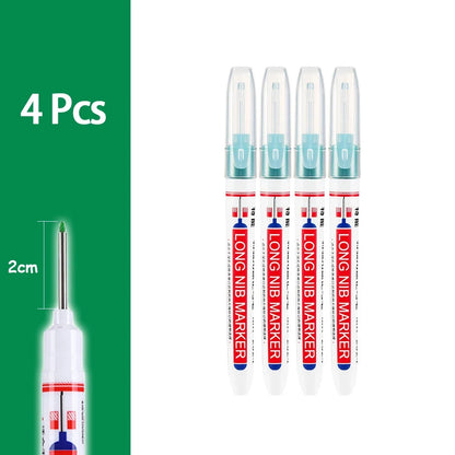 2cm Waterproof Deep Hole Marker Pen - Long Head Carpenter Markers for Metal Woodworking Tools 4-80pcs