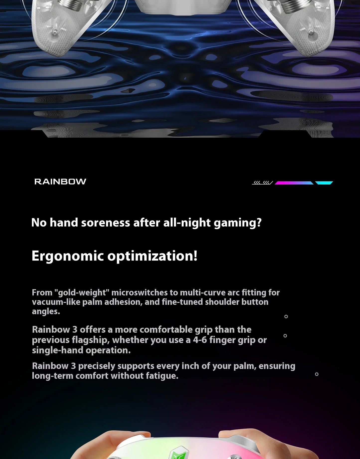 Bigbigwon Rainbow3 Wireless Game Controller Charging Base – RGB Magnetic Dock for PC Gaming