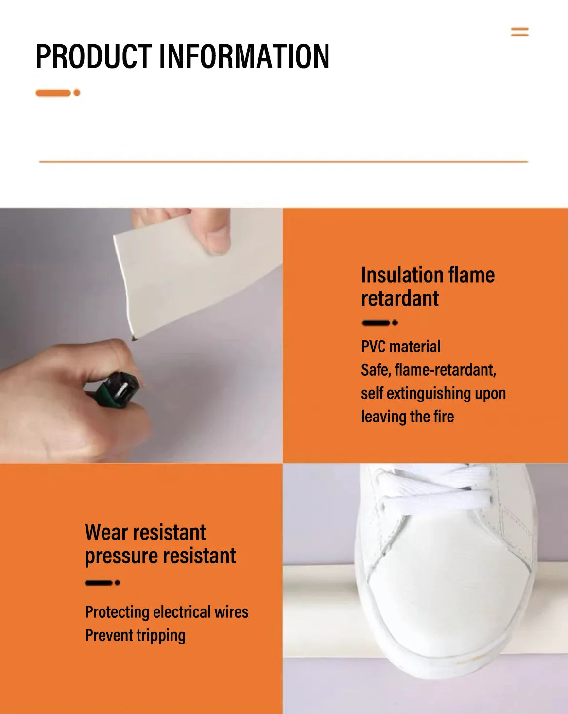Self-Adhesive PVC Cable Protector Strip — Wire & Cord Insulation Cover, Wear-Resistant Trip Prevention Organizer