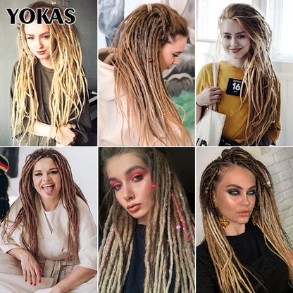 YOKAS Handmade Dreadlock Extensions - Synthetic Crochet Braided Hair 24 36 Inch Long Faux Locs for Women