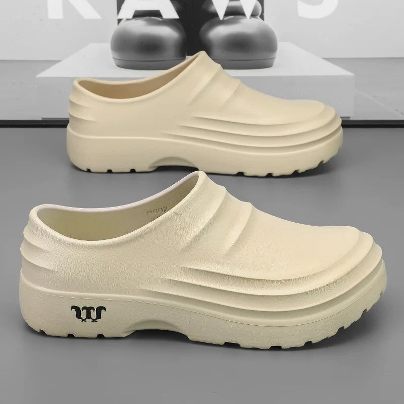 Summer Chef Shoes – Anti-Slip & Oil-Proof Work Slippers, Casual Trendy One-Step Fashion Sports Shoes