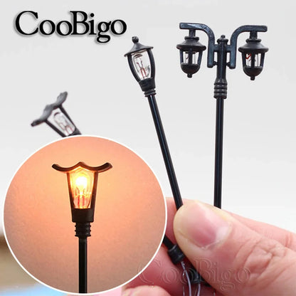 10pcs Mini LED Street Lamp Set – Micro Lamppost Lights for DIY Model, Garden & Landscape Decoration