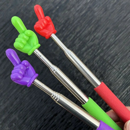 Stainless Steel Telescopic Teaching Pointer – Finger-Design Reading & Presentation Stick for School & Office Supplies