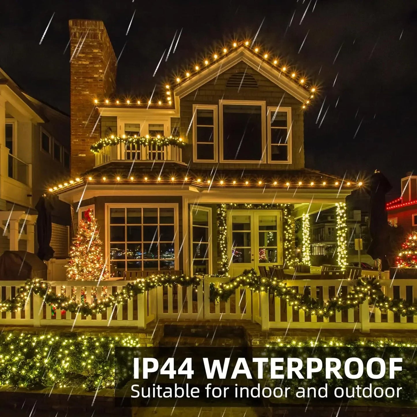 Outdoor Remote Control Copper Wire Lights — Starry Sky & Flower Wreath Decorative String Lights for Christmas & Holidays