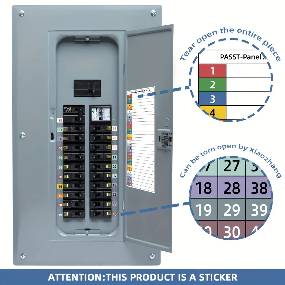 Circuit Breaker Label Sticker Set – Handwritten Stickers for Electrical Panels, Boxes & Shielding Covers
