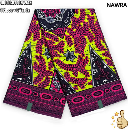 100% Cotton African Real Wax Fabric - Ankara Batik Pagne Sewing Material for Women's Dresses