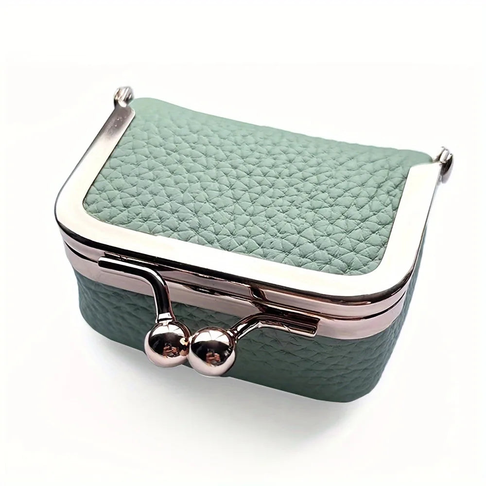Women’s PU Leather Jewelry Organizer Box – Solid Color Ring, Necklace & Earring Storage Case with Mini Coin Purse Kiss Lock