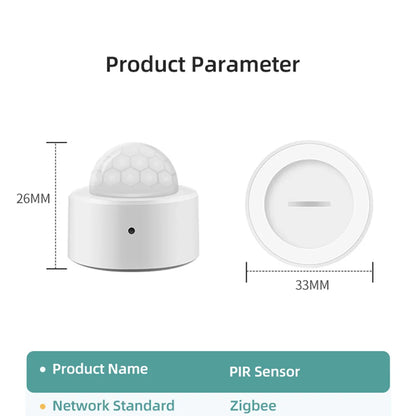 Tuya 2-in-1 ZigBee Mini PIR Motion Detector & Bright Lux Light - Passive Infrared Security Burglar Alarm Sensor
