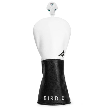 White Premium Leather Birdie Golf Head Cover – Elegant Embroidery for Driver, Fairway Wood & Hybrid Clubs