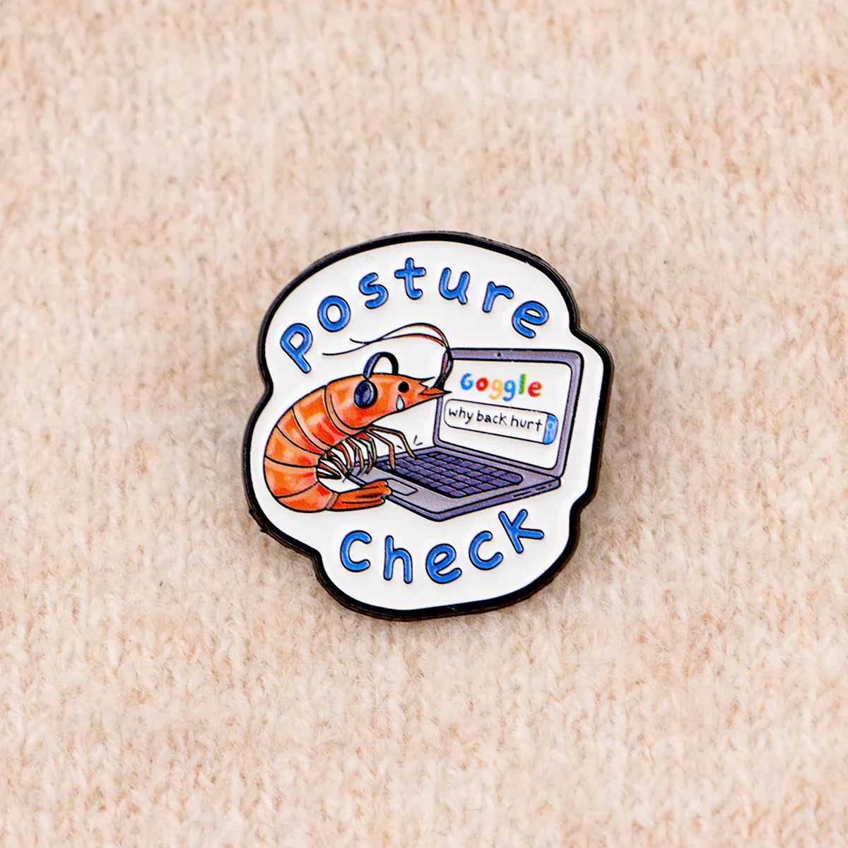 Shrimp Enamel Pin – Funny “Check” Quote Lapel Brooch for Backpacks, Women’s Fashion & Gifts