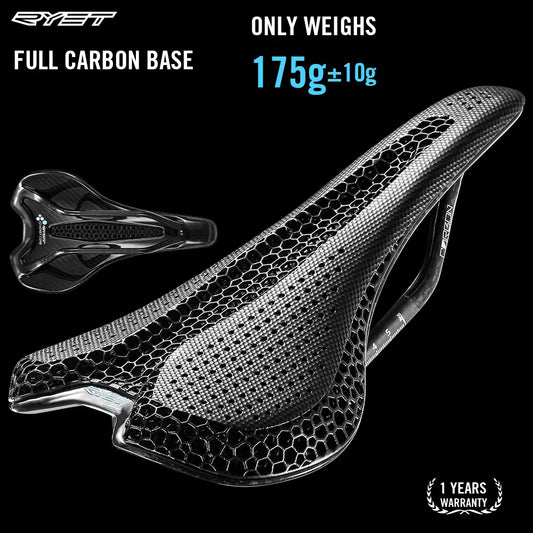 RYET Carbon 3D Printed Bike Saddle – Ultralight 175g Seat for Men & Women Road, MTB, Gravel, Triathlon Cycling