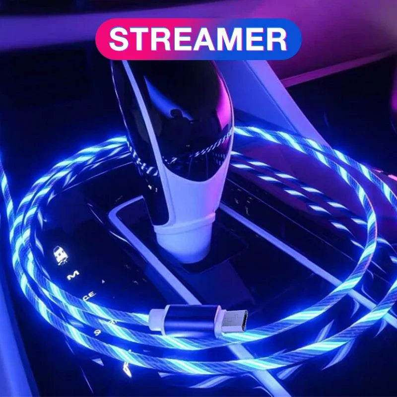 1m & 2m Glowing LED USB Charging Cable – 2.4A Data Cord for iPhone 14, 13, 12, 11 Pro Max, XS & XR