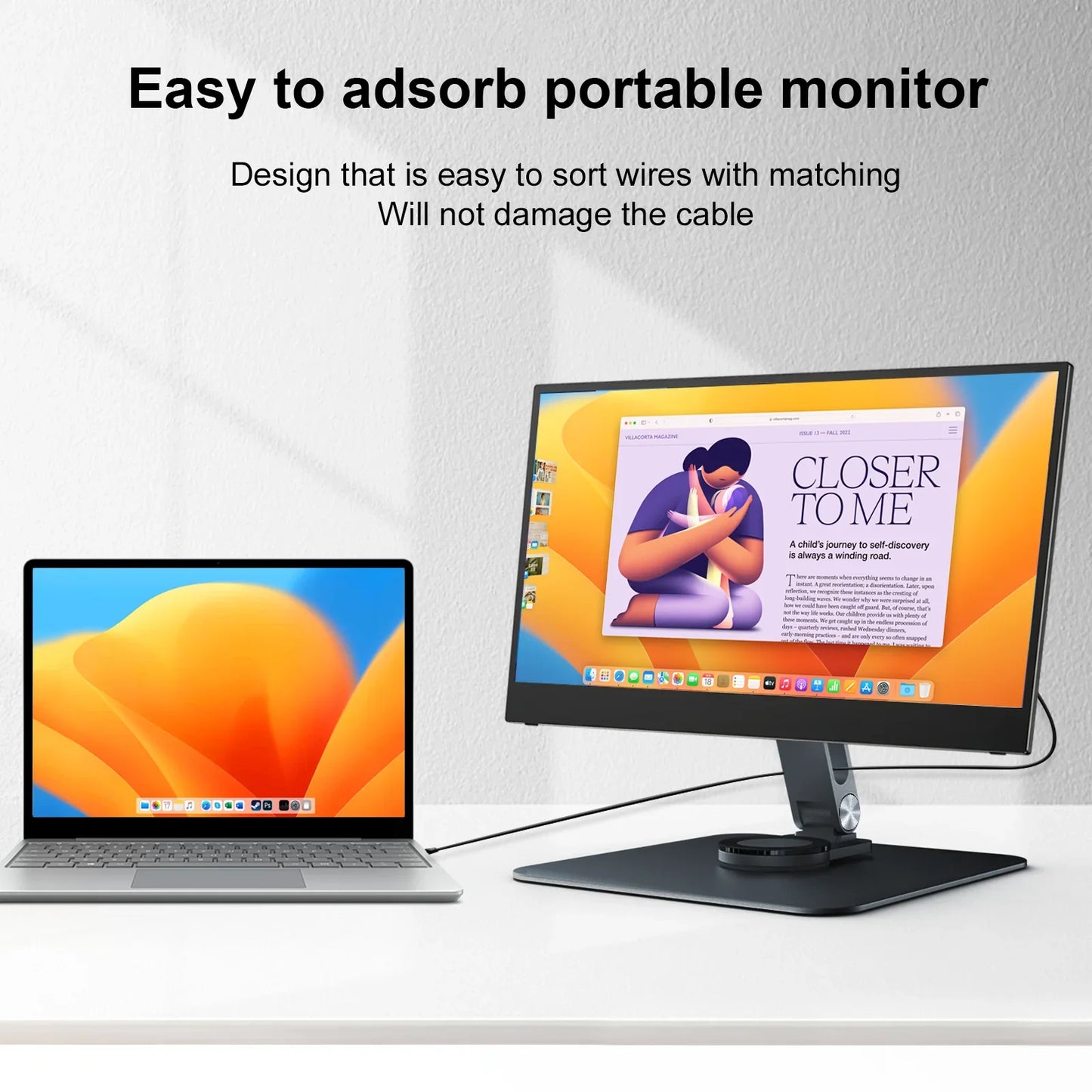 Black Magnetic 360° Rotatable Metal Stand – Stable Holder for 7–21.5" Monitors, iPad & iPhone, Supports up to 3KG