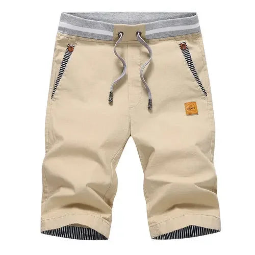 Men’s 2024 Summer Cotton Shorts – Casual Boardshorts with Drawstring Elastic Waist Beach Bermuda