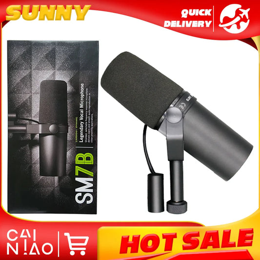 SM7B Dynamic Microphone – Cardioid Podcast Studio Set for Live/Stage Recording, Black Metal Microphone for Podcasting
