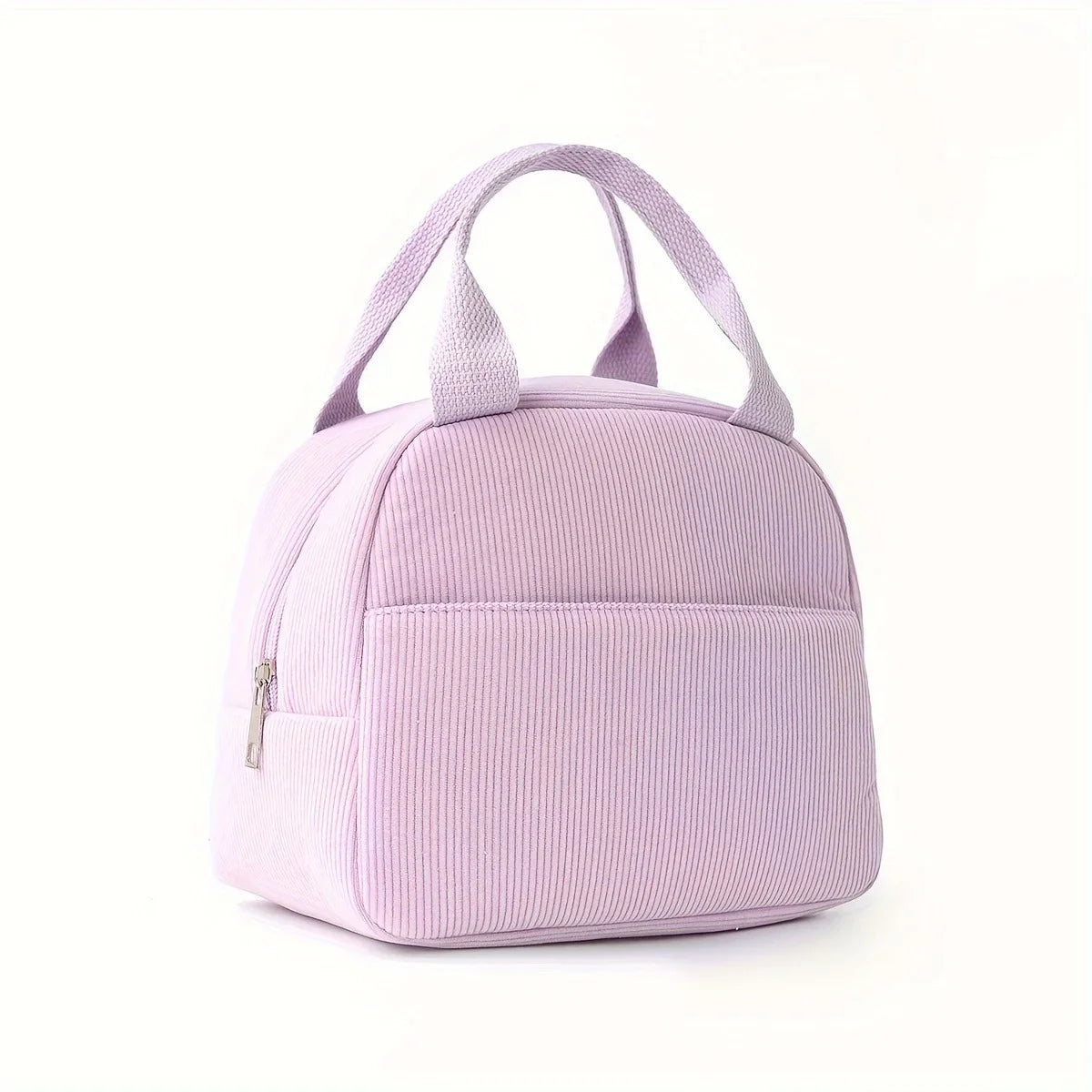 Reusable Thermal Insulated Bento Bag – Embroidered Corduroy Portable Lunch Bag for Kids, School, Travel, and Work Trips