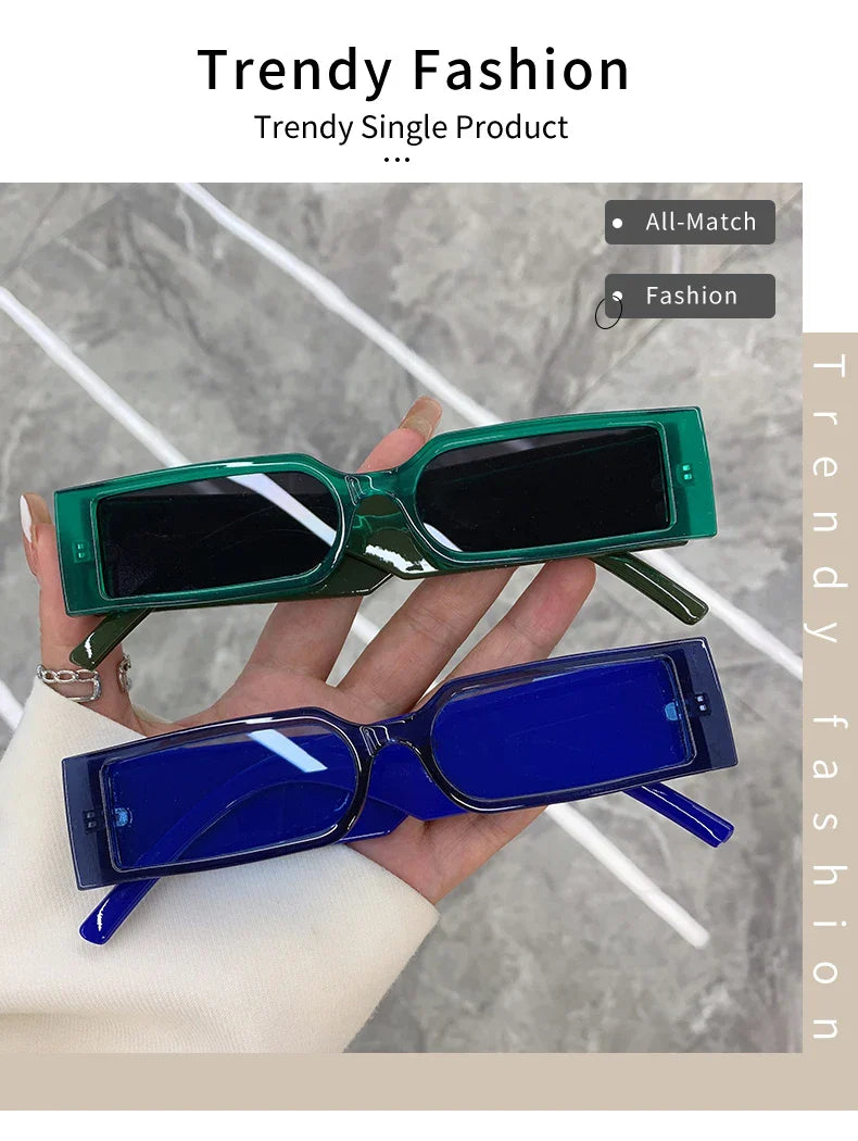 Luxury Rectangle Vintage Sunglasses for Men – Hip Hop Designer Black Small Frame UV400 Shades