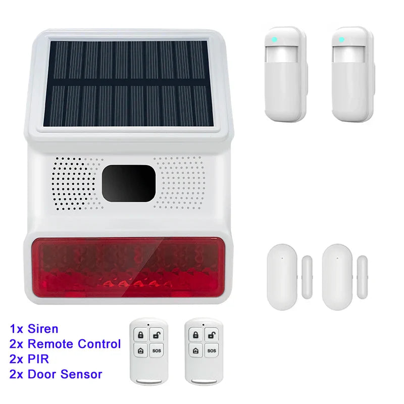 IP65 Waterproof Wireless Solar Strobe Siren Alarm – 433MHz Security for WiFi & GSM Home Alarm System