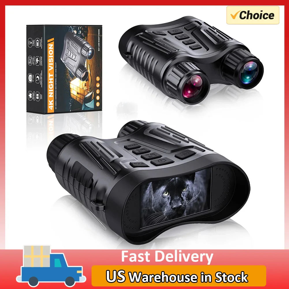 4K Digital Night Vision Goggles Binoculars | Rechargeable with 3.2" Screen & 8X Zoom for Hunting