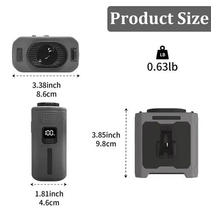 10000mAh Waist Clip Fan with Power Bank – Portable Hands-Free Rechargeable Fan | 5-Speed Cooling, Battery Display, USB Charging, Outdoor Wearable Fan