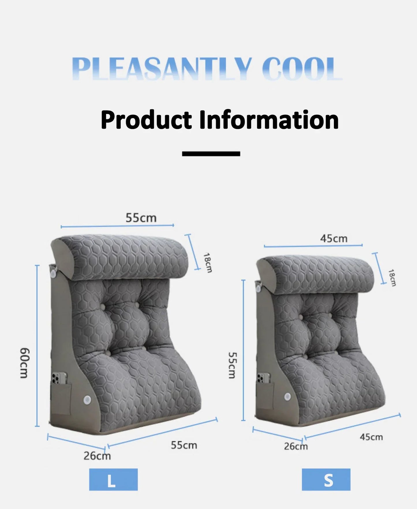 Soft Lumbar Bedside Cushion – Wedge Pillow for Back Support, TV Lounger & Reading, Decorative Bed Pillow