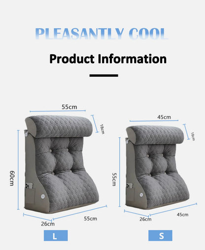 Soft Lumbar Bedside Cushion – Wedge Pillow for Back Support, TV Lounger & Reading, Decorative Bed Pillow