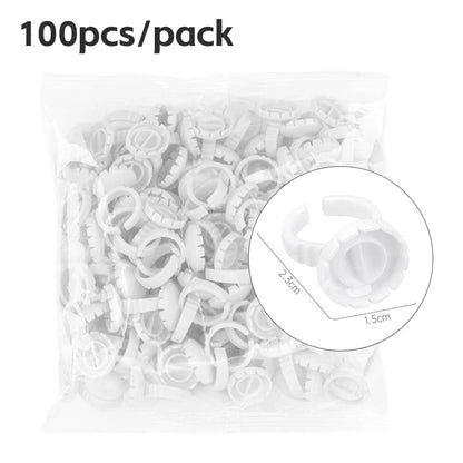 AILEISHI 100PCS Disposable Eyelash Glue Cup Rings – Lash Extension Pigment Holder Tattoo Makeup Tools