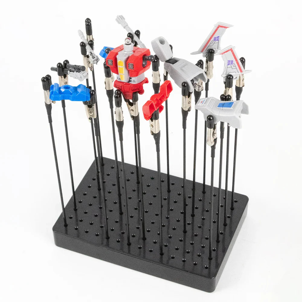 Model Painting Stand Base Holder with 20 Magnetic Alligator Clips & Flexible Sticks Set for Airbrush Crafting