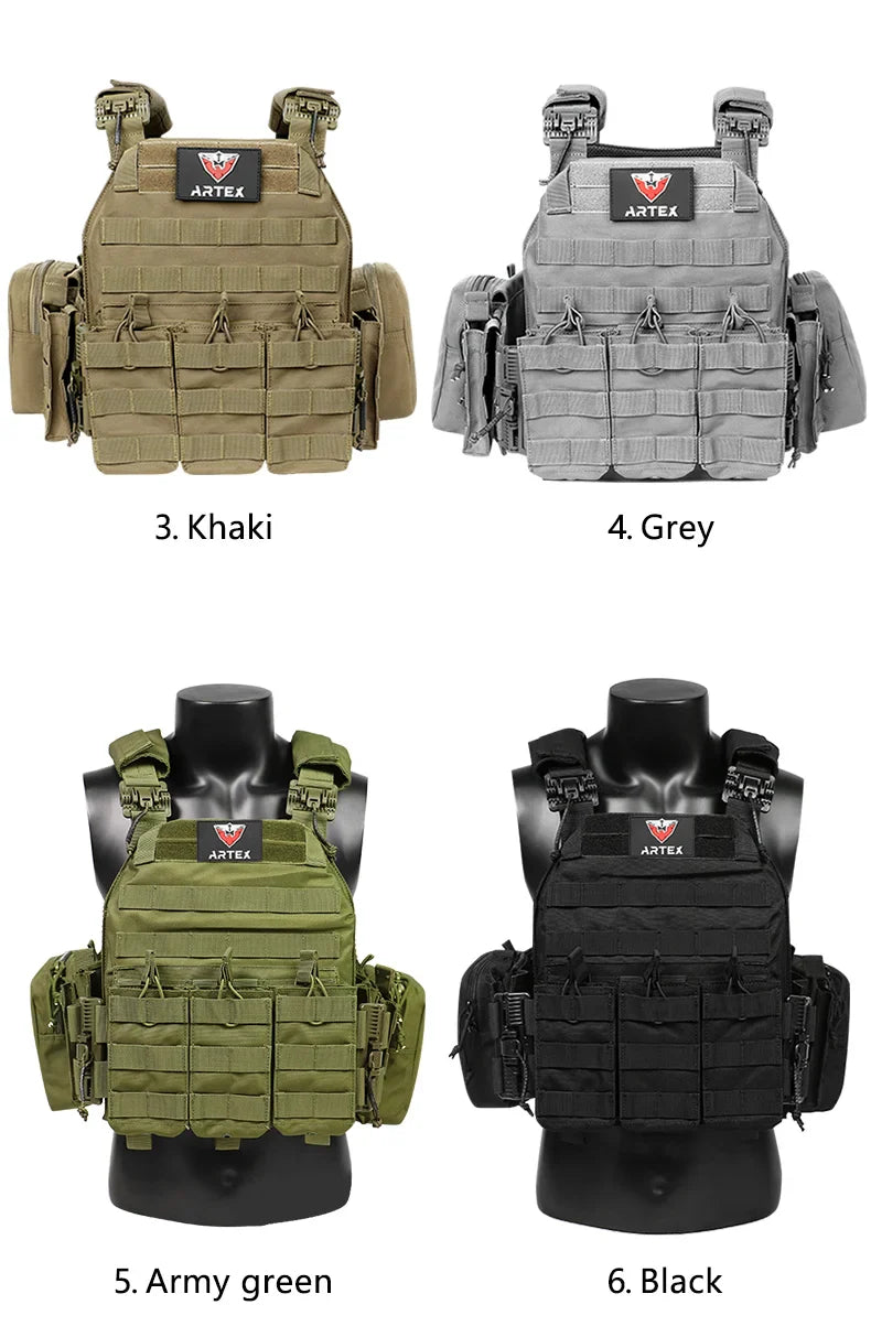ARTEX Tactical Vest – 1000D Nylon, Quick Release, 6094K with Triple Magazine Pouch for Hunting & Airsoft Combat