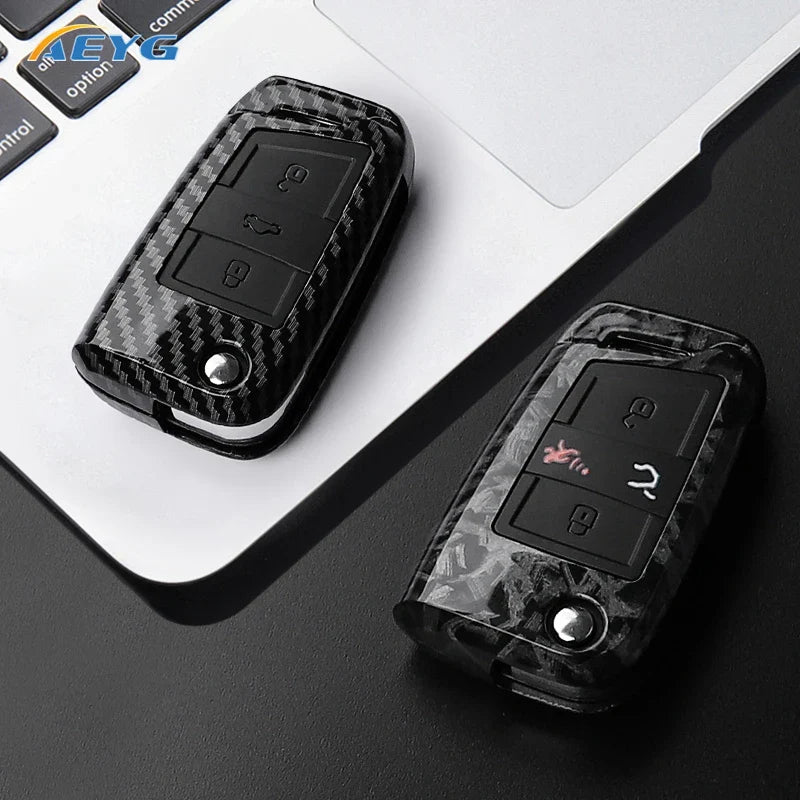 ABS Carbon Fiber Car Key Cover for VW, SEAT & Skoda – Fits Golf 7 MK7, Tiguan MK2, Ateca, Leon FR 2, Ibiza, Octavia