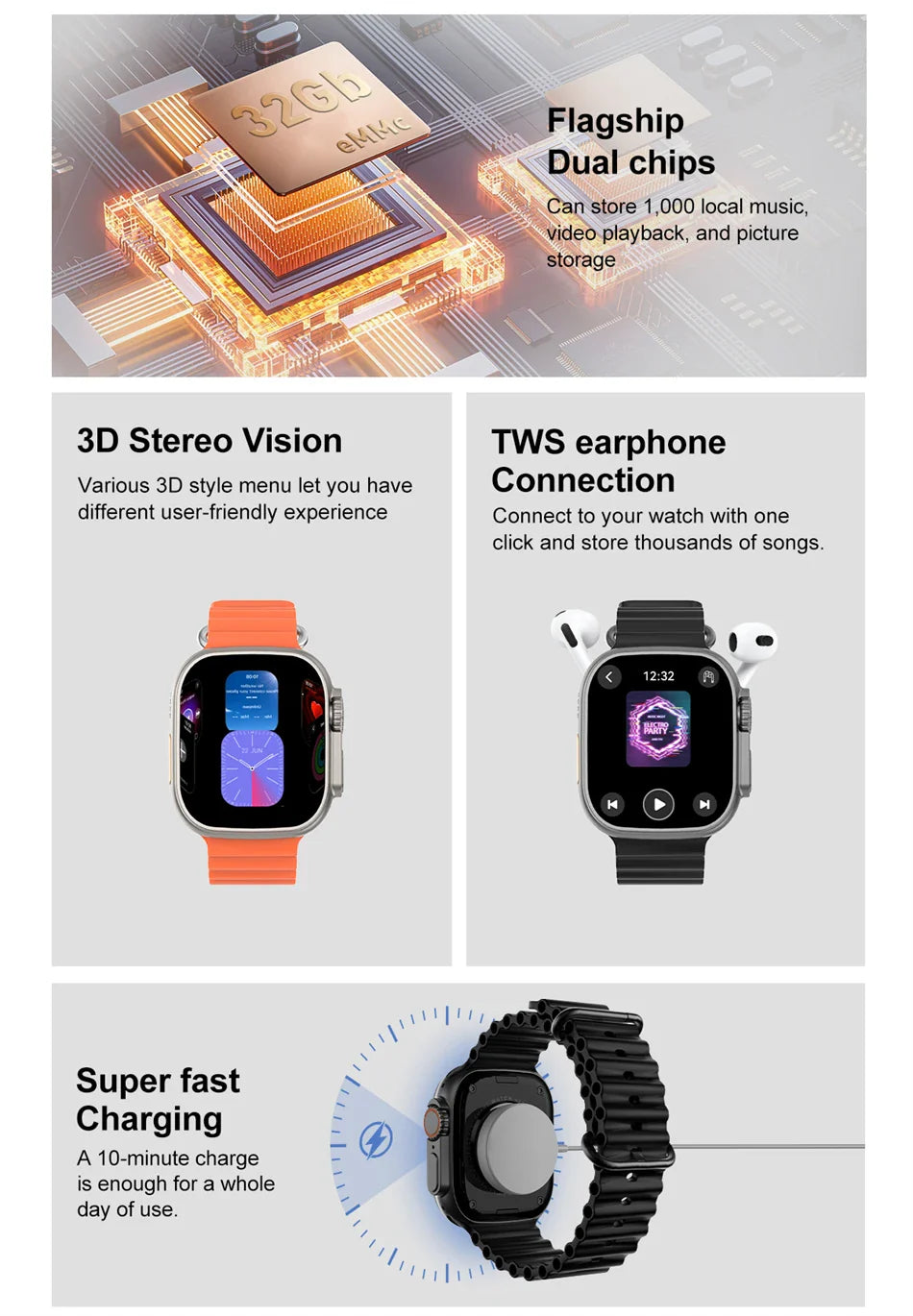 2025 DT Ultra 3 Pro Smartwatch – NFC, Bluetooth Call, Music & Video, Waterproof for Android & iOS, 32GB