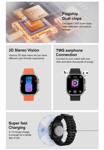 2025 DT Ultra 3 Pro Smartwatch – NFC, Bluetooth Call, Music & Video, Waterproof for Android & iOS, 32GB