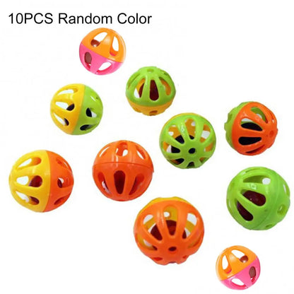 10Pcs Cat Toy Set – Hollow Plastic Bell Balls & Feather Teaser Interactive Exercise Toys for Kittens and Cats